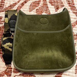 Elegant Olive Green Suede Messenger Bag